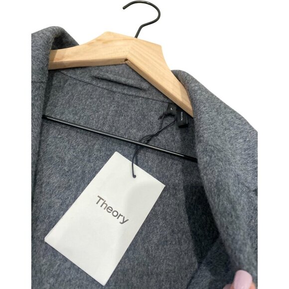 NWT THEORY Wool Cashmere Long Coat Delancey Double Faced Tailored Grey Winter - Picture 7 of 16